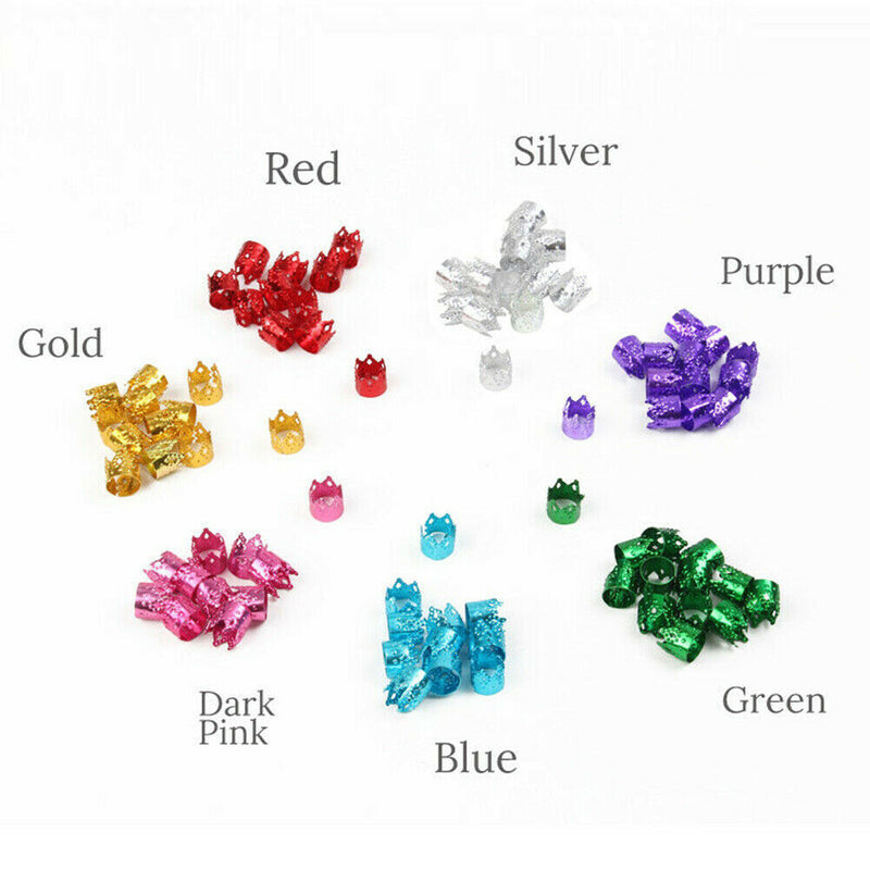 50PCS Practical Styling Adjustable Hair Cuff Crown Shape Dreadlock Durable Metal