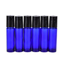 6pcs Stainless Steel Metal Roll on Bottles Cobalt Glass Roller Ball 10ml B 3C