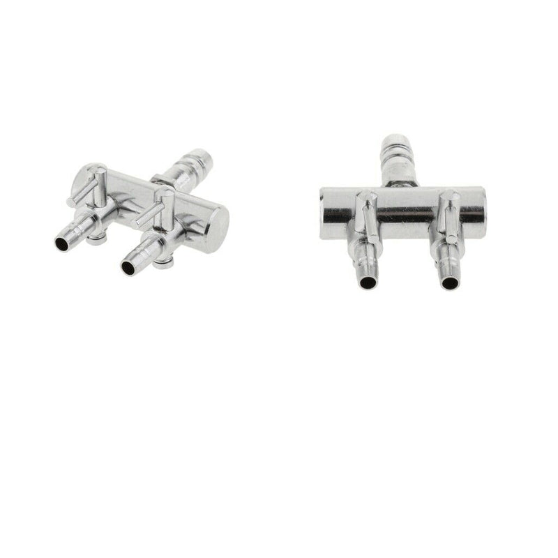 Stainless 2 Ways Air  Splitter Lever Control Valve For Fish Tank 2 Pack