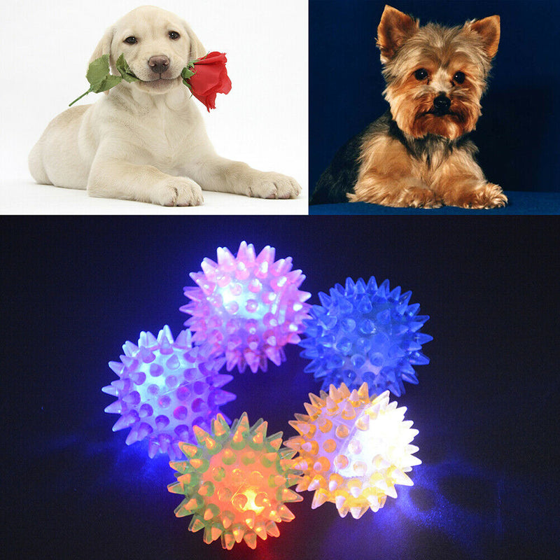 LED Pet Hedgehog Ball Colorful Soft Rubber pet Puppy Dog Chewing Elastic BaES