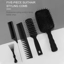 5pcs Men Women Hairdressing Home Hair Cutting Pintail Brush Styling Comb Set ABS