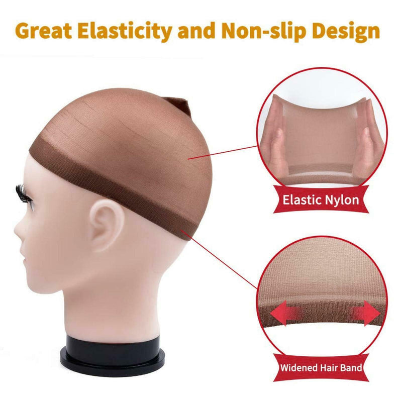 Professional Nylon Wig Stocking Liner Cap In Coffee Breathable for Women Men