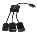 3 In 1 Male To Female Micro USB 2.0 Host OTG Hub Adapter Cable For