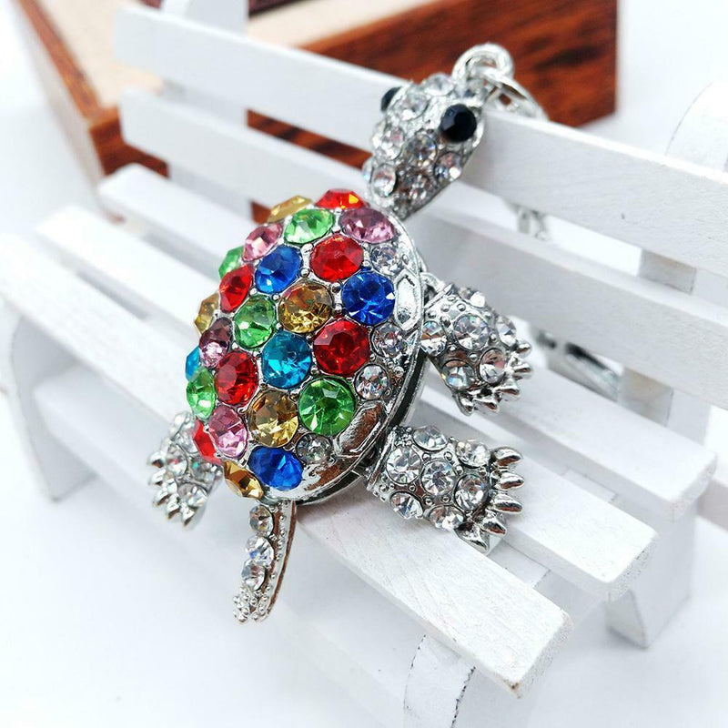 Crystal Tortoise Keychain Women Backpack Pendant Cute Key Ring Jewelry Gift A