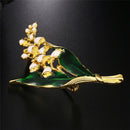 Enamel White Floral Leaf Brooch Pin Bouquet  Shirt Collar Pin Gift Women  3C