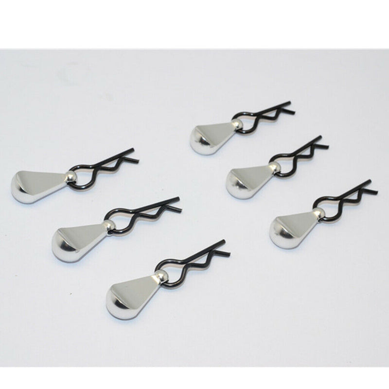 6pcs Metal Body Clip Pins with Pull Tabs for 1/8 1/10 RC Truck Buggy Crawler