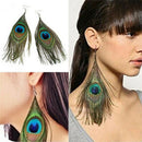 Fashion Women's Assorted Color Peacock Natural Feather Earrings Drop Earrings Kw