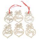 6PCS Christmas Tree Wooden Hollow Hanging Ornaments Decoration Xmas Gift JR
