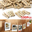 100 Mini Wooden Pegs Wedding Craft Tiny Photo Small Hanging Clips Wood