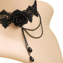 90's Punk Goth Choker Necklace Harajuku Black Lace Flower Charm Chain Neck