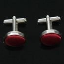 1Pair Mens Dress Round Cloth Cufflinks For Business Shirt Wedding Party Red M6B2