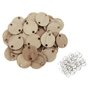 100x Round Heart Wooden Chips Slices Discs Board Tags DIY w/ Assembly Hook