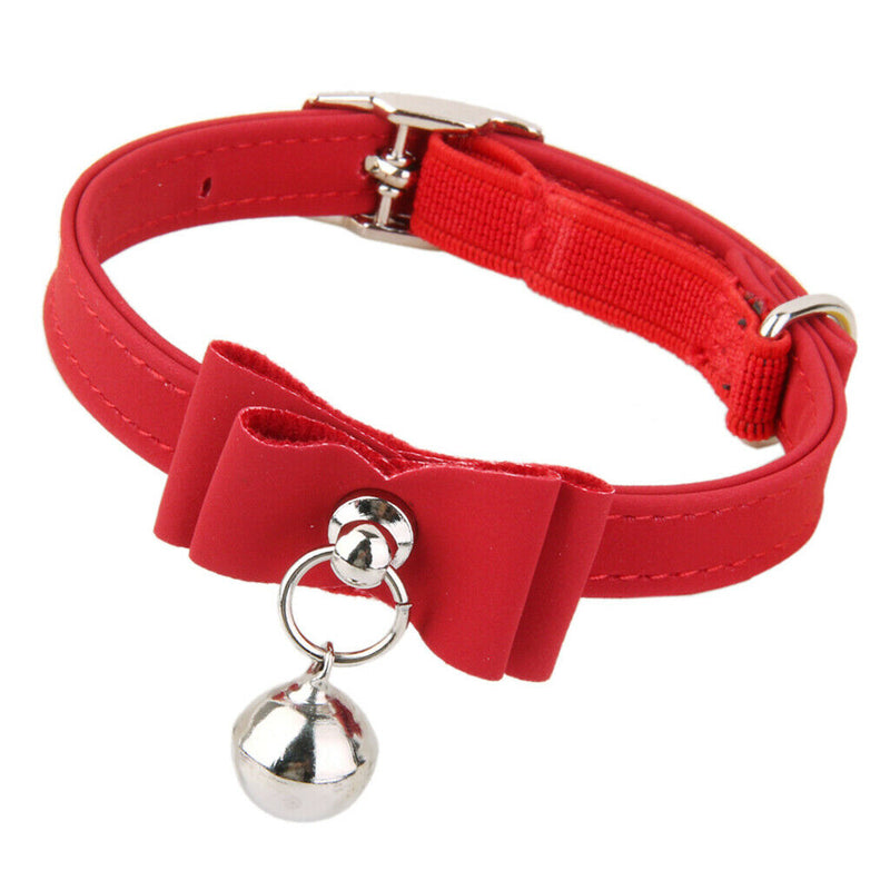 Adjustable Pet Kitten Cat Puppy Safety Collar Bell Buckle Neck Strap Red