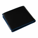 Man Clutch Wallet Card Leather Bag Pockets Bifold Money Clip (Black + Blue)