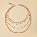 Fashion Women Butterfly Pendant Tassels Multi-layer Choker Necklace JewelrySEAU