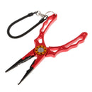 Red Fishing Pliers Line Cutter Split Ring Tools with Sheath and Lanyard
