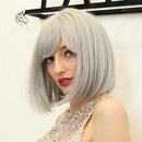 12" Bob Wigs Short Straight Synthetic Hair Full Wigs for Women Natural Looking