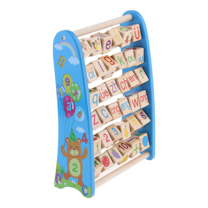 Wooden Alphabet and Number Abacus | Colorful Alphabet and Number Tiles | Kids
