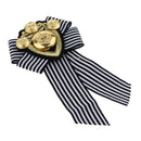 Novelty Bowknot Brooch Fabric Bow Tie Men Wome British Badge Black Stripe