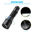 Waterproof LED Flashlight 6 Modes Type-C Rechargeable Telescopic Zoomable Torch