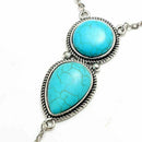 Lady Boho Retro Turquoise Chain Cuff Bracelet Hand Harness Jewelry Fashion