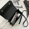 Lattice Women Messenger Bag Small Square Shoulder Crossbody Handbag (Black)