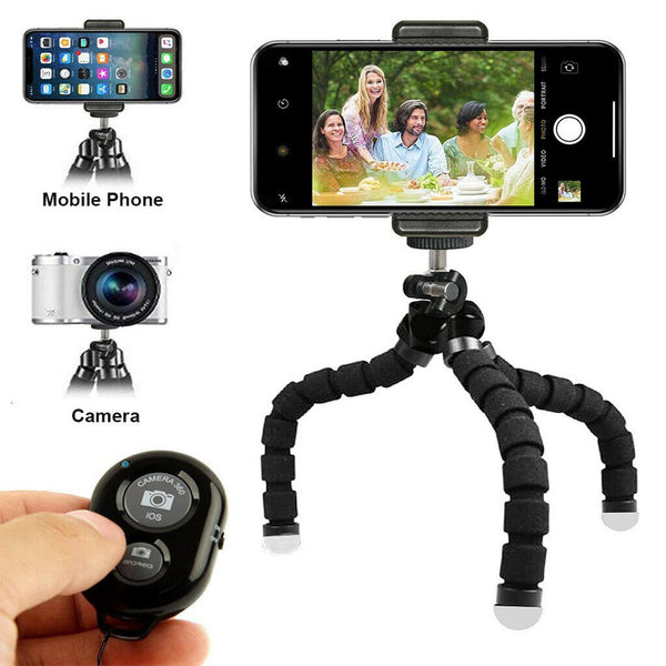Flexible Sponge Octopus Tripod Phone Stand Holder with Remote for Smartphone