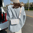 Small Fresh Leather Shoulder Bags Women Girls Floral Messenger Bags (White) A