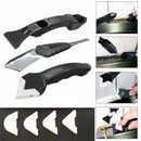 3x Silicone Scraper Kit Caulking Grouting Tool Sealant Finishing Cleaning &4Pads