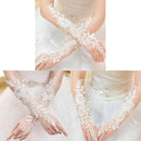 Crystal White Lace Bridal Glove Wedding Party Pageant Long Gloves Fingerless BX