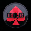 Crystal Dealer Poker Buttons - Transparent with Black Words, HEART Pattern
