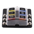 6 Way Blade Fuse Block Box Holder LED Light 12-32V Circuit Caravan Truck Car Van