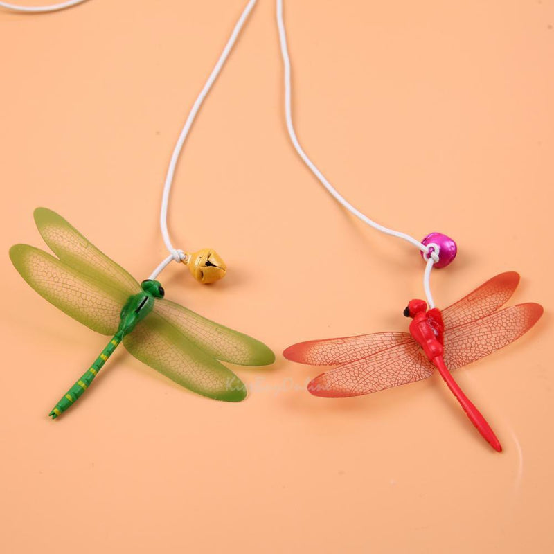 5pcs Plastic Cat Pet Teaser Dragonfly Interactive Stick Toys Wire Chaser Wands