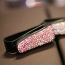 Pink Rhinestone Shining Car Sun Visor Glasses Clip Sunglass Holder Plastic  W2B6