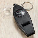 4IN1 Compass Thermometer Whistle Magnifier Versatile with Keychain Travel