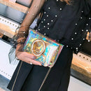 Holographic Ring Messenger Handbags Chain Shoulder Bag Women Flap Pvc Small