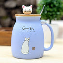 New sesame cat heat-resistant cup color cartoon with lid cup kitten milk co X9J9