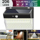 206 LED Solar Lights Powered PIR Motion Sensor Light Outdoor Garden Securit