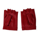 Women PU Leather Motorcycle Bike Car Fingerless Performance Gloves Red T7T5