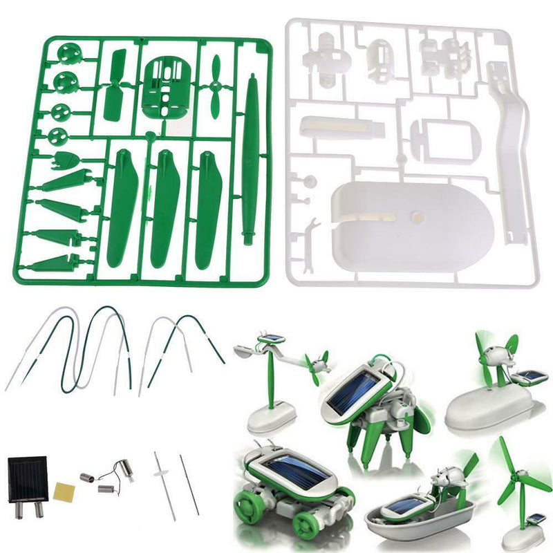 6In1 Educational Solar Robot Kits Solar Windmill Airboat Plane Car DIY Set