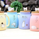 New sesame cat heat-resistant cup color cartoon with lid cup kitten milk co