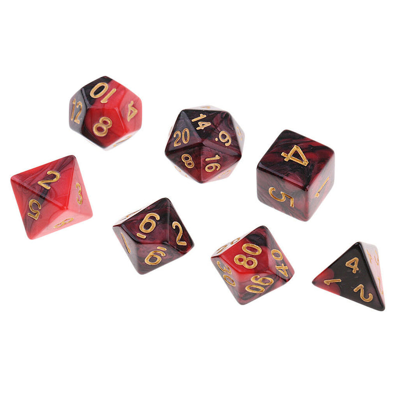 7Pcs Polyhedral Digital Dices Dies Game for  Red & Black