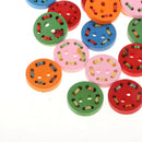 30Pcs Assorted Wood Buttons with Thread Decor 2 Holes for Scrapbooking Crafting