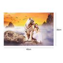 Beauty Tiger Round Diamond Painting 5D Full Drill Cross Stitch Art Drawing