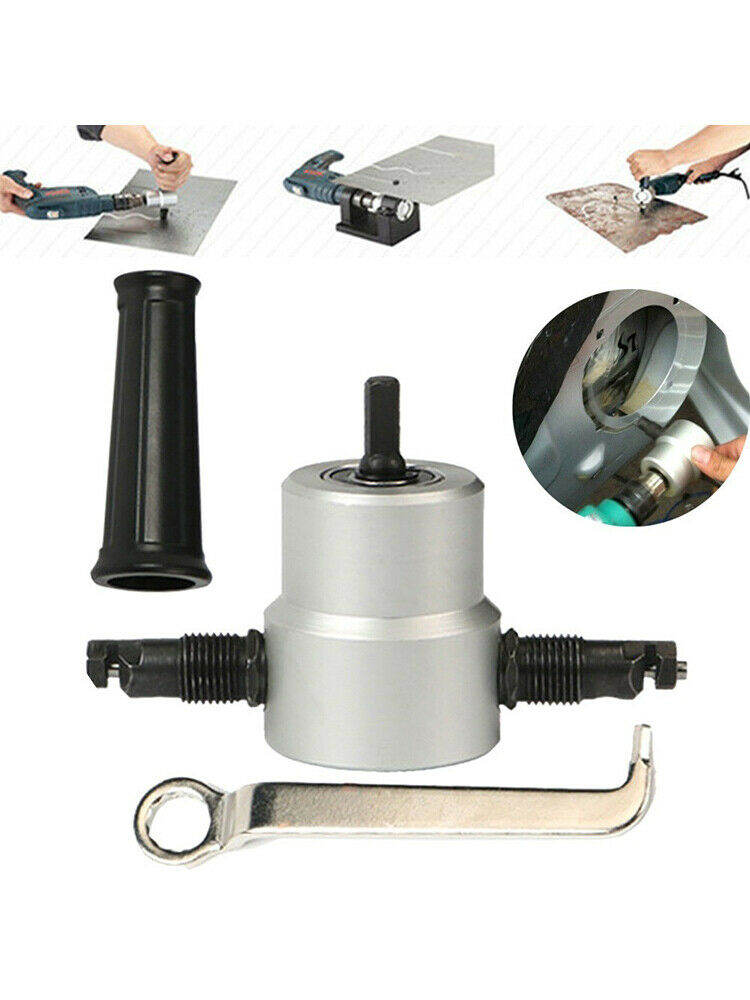 Double-Head Sheet Metal Nibbler Saw Cutter Cutting Tools Power Drill Attachment