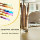 6pcs Pencil Cap Plastic Translucent Pen Cover Office Stationery Supplies