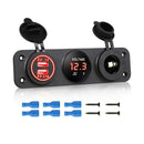 12V Car Boat Cigarette Lighter Socket w/ Dual USB Port Adapter Charger Panel