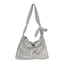 Casual Canvas Shoulder Bags Women Newspaper Print Zipper Crossbody Bags