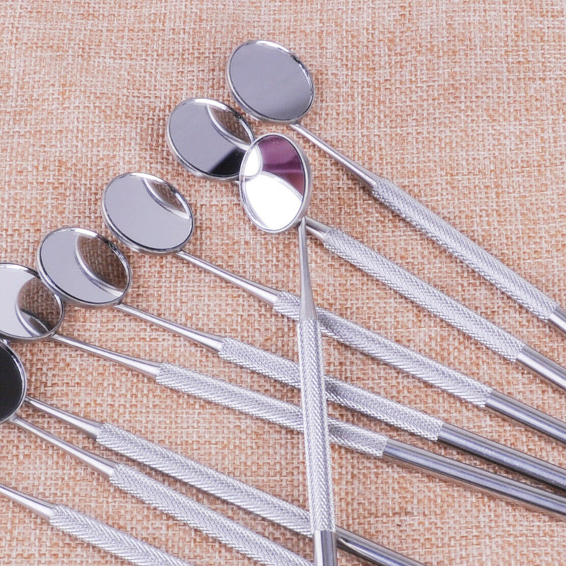 10pc Dental Stainless Steel Mouth Tooth Mirror Reflector Scaler Teeth Clean Tool