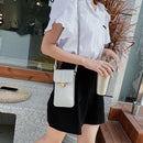 Women Touch Screen Phone Pouch PU Splicing PVC Crossbody Bag (Light Grey)